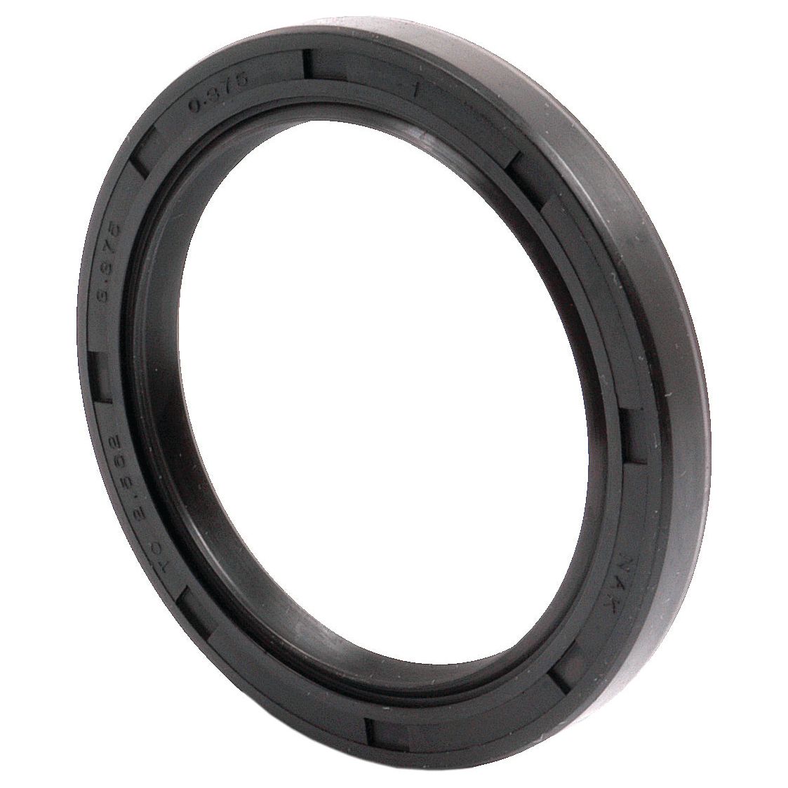 A black circular oil seal, featuring a rubber outer layer and a smooth inner circumference, designed as the Imperial Rotary Shaft Seal (1 9/16'' x 3 3/8'' x 3/8'') from Sparex, item number S.57775.