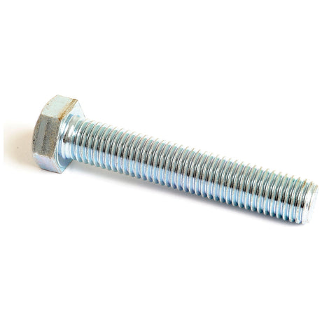 A close-up image of a single Sparex Metric Setscrew, M18x100mm (DIN 933) with a tensile strength of 8.8 and a zinc-plated finish.