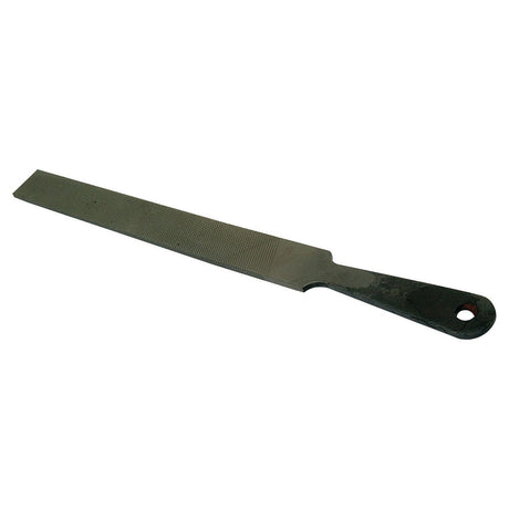 The FILE-10'' REAPER, also known as Sparex Part No.S.5856, is a smooth and flat rectangular metal file from the Sparex brand. Measuring 250mm, it features a textured surface along with a tapered end and includes a handle with a hole for convenient hanging.