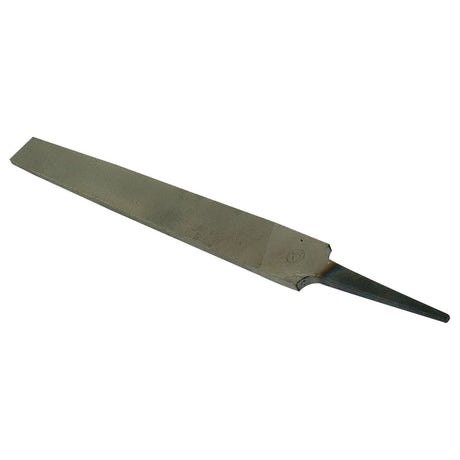 A 10-inch flat smooth metal file with a pointed tang and a rectangular, grooved surface for smoothing or shaping materials. (Product Name: FILE-10'' FLAT SMOOTH | Sparex Part No. S.5857, Brand Name: Sparex)