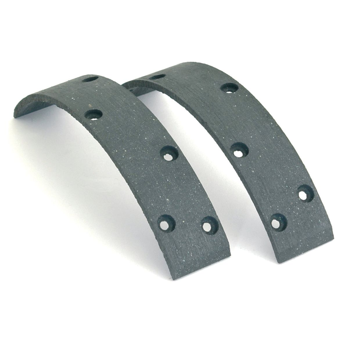 The Brake Lining Kit Shoe, measuring 190mm in length and featuring two curved, dark-colored brake linings with multiple mounting holes, is riveted for added durability. This Sparex Part No.S.58605 is an ideal replacement for Fendt machinery.