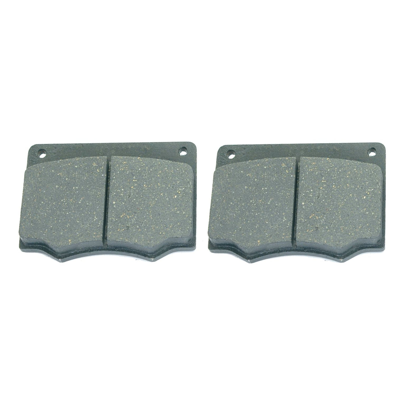 Two new rectangular brake pads with mounting holes, displayed side by side on a white background, exemplify Sparex's commitment to quality. Refer to Product Specifications for compatibility details with Fendt FAVORIT models. (Product Name: Brake Pad. | Sparex Part No. S.58651)