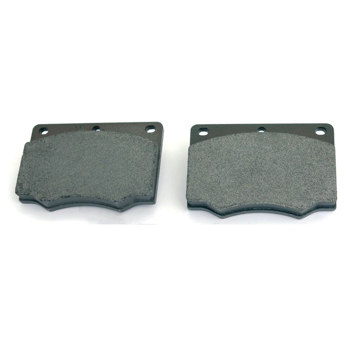 Two gray brake pads from the Sparex Brake Pad Set (Sparex Part No. S.58653), potentially suited for a Fendt FAVORIT 611, are shown side by side against a white background. The left pad shows more wear compared to the right pad.