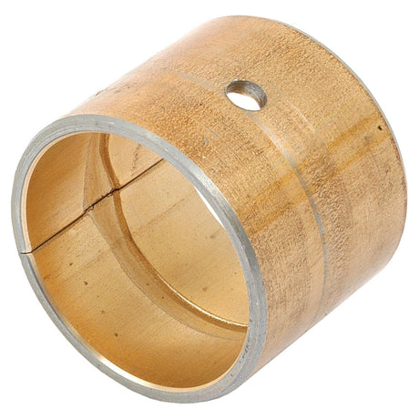 The Sparex Small End Bush (ID: 34.93mm) - Sparex Part No.S.58702 is a cylindrical brass bushing with a small hole and a slotted opening, perfect for Nuffield tractor parts.