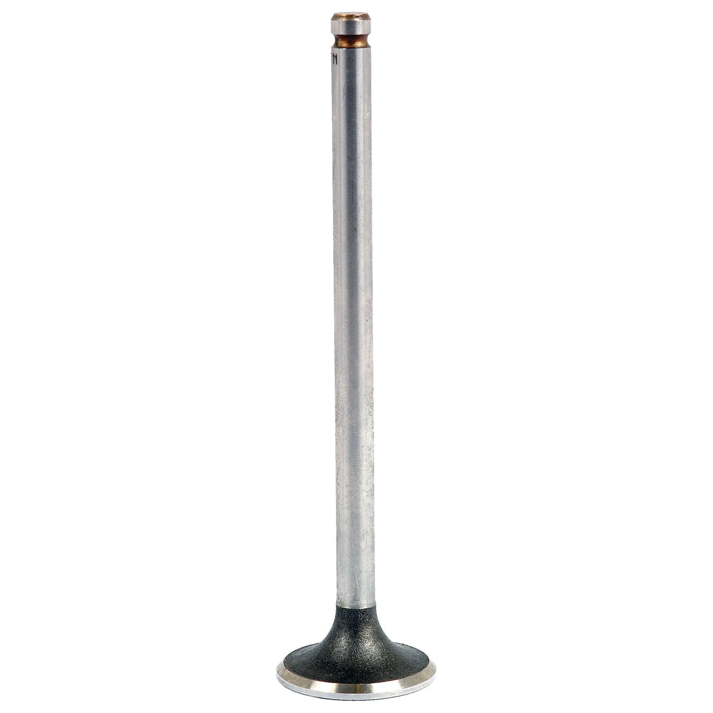 A Sparex metallic Exhaust Valve (Part No. S.58711), featuring a long stem and a round, flat base against a white background, compatible with Leyland 344 models.