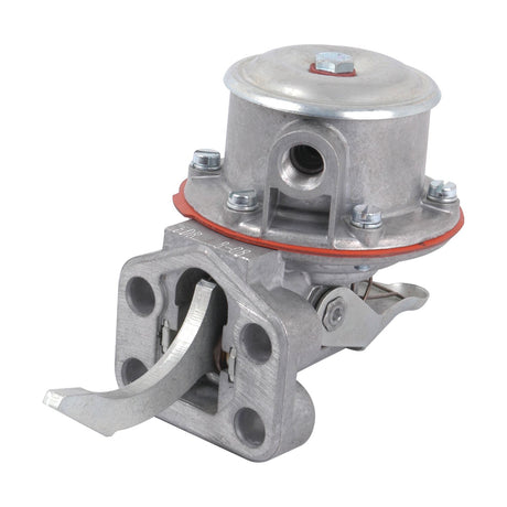 The Sparex Fuel Lift Pump (Part No. S.58762) is a silver mechanical fuel lift pump featuring a dome-shaped top, multiple bolts, and a lever arm, suitable for Landini and Massey Ferguson tractors.