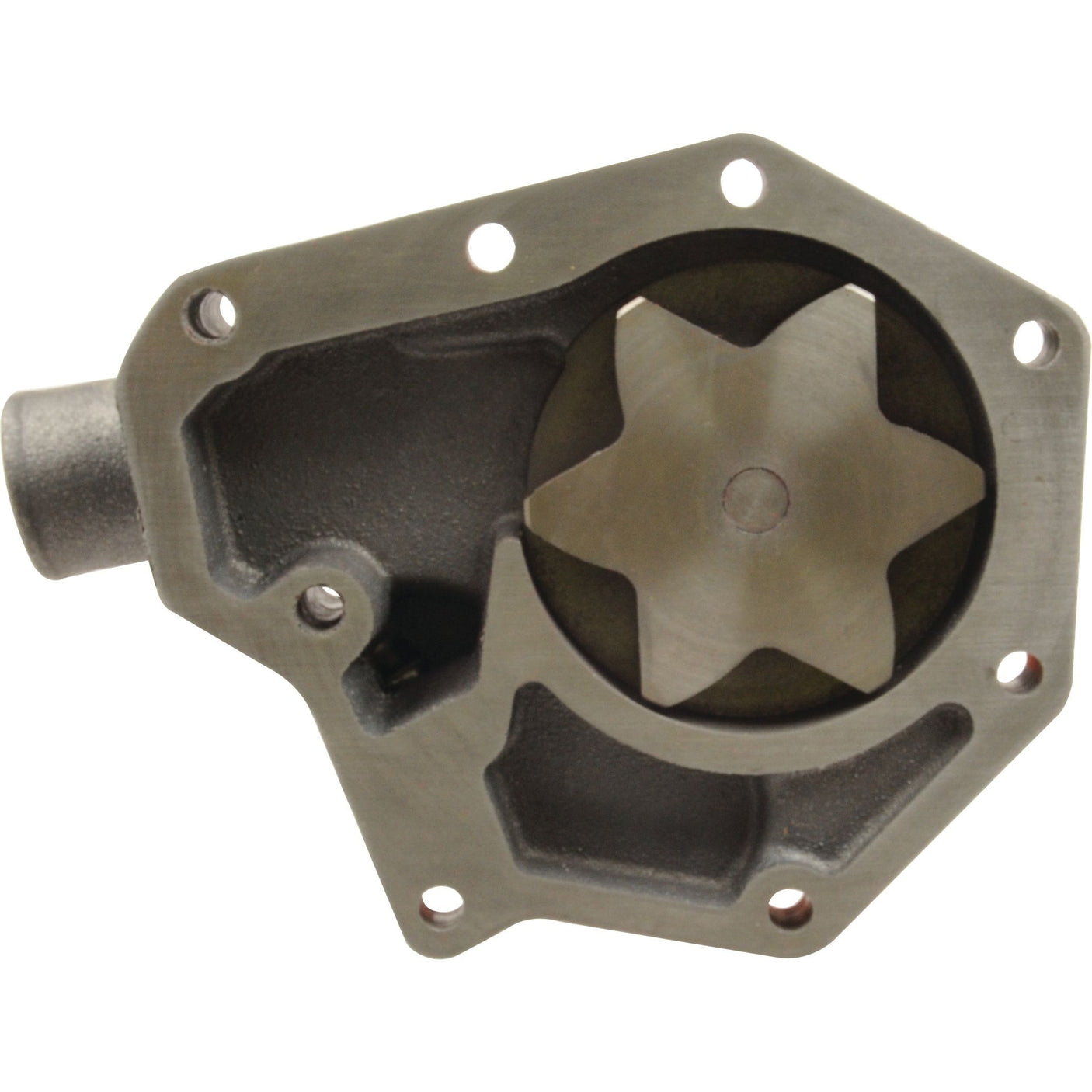 The Water Pump Assembly - S.58819 by Sparex, featuring a star-shaped gear encased in a metal housing and equipped with multiple mounting holes, serves as an ideal 103313 alternative.