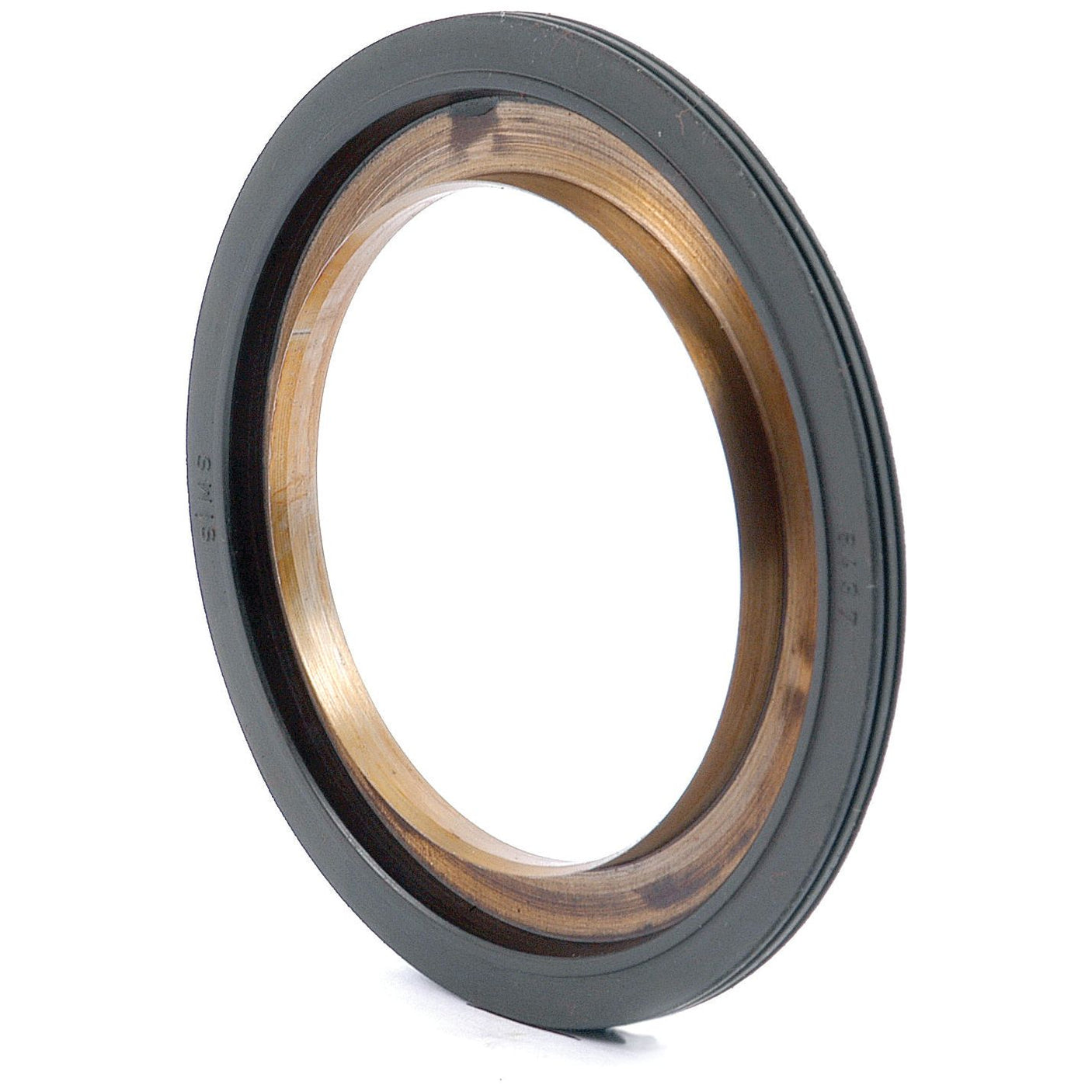 The Sparex Oil Seal, 60.16 x 89.6 x 6mm (Part No. S.58822), is a circular metal and rubber ring featuring a smooth inner surface and grooved outer edge, ideal for John Deere machinery with metric specifications.