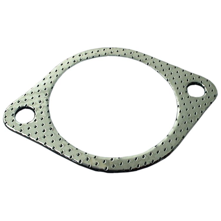 A Sparex Exhaust Manifold Gasket, Part No. S.58857, featuring a perforated metallic design with two bolt holes, is engineered for sealing connections in mechanical assemblies such as a Ford Engine.