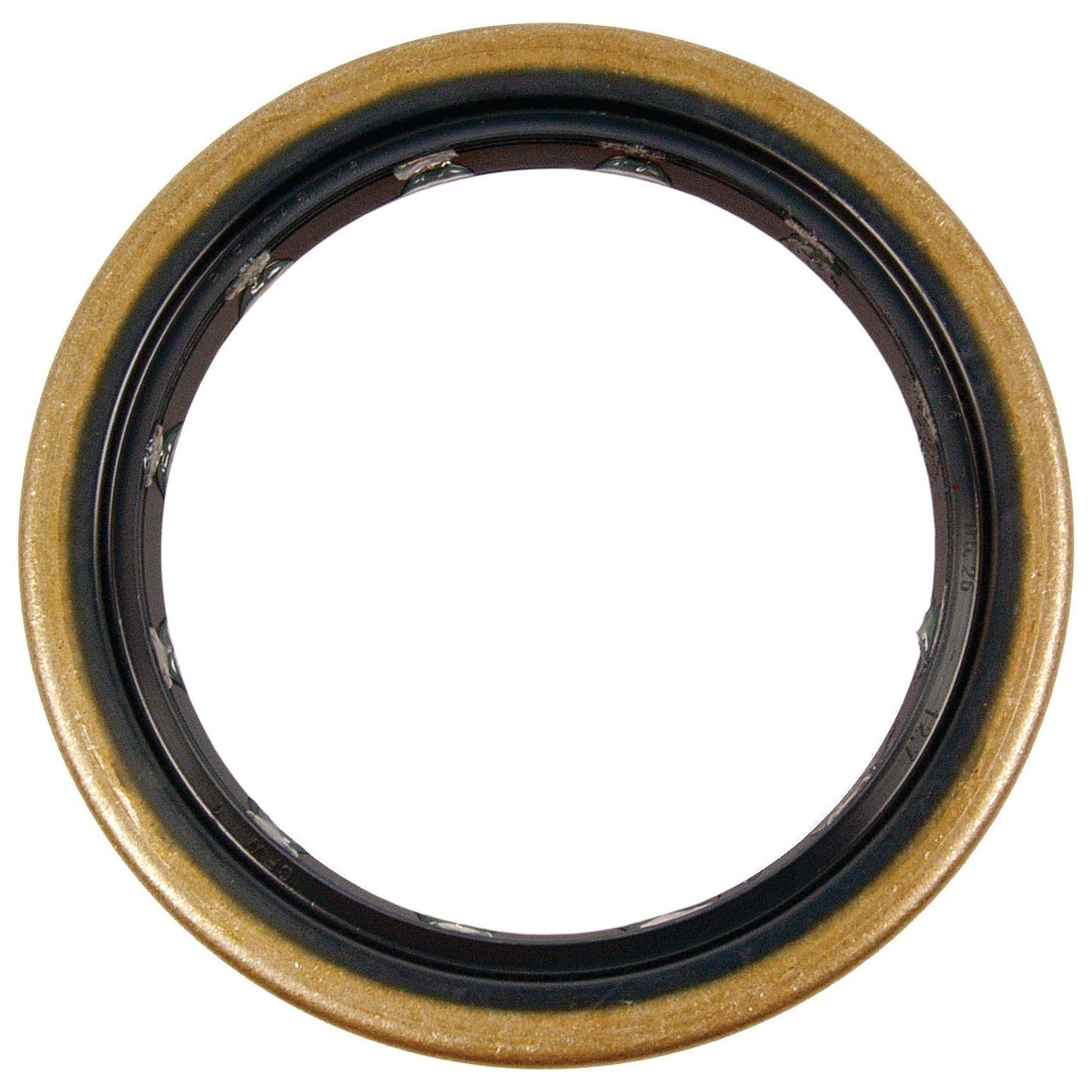 A close-up image of the Sparex Metric Rotary Shaft Seal, measuring 73 x 95.25 x 12.7mm (Part No.S.58868), featuring a metal outer edge and a black inner ring, suitable for John Deere machinery.