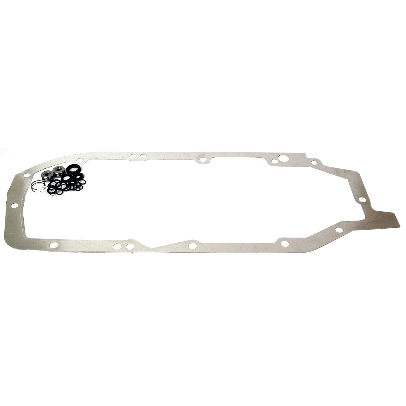 A metallic gasket and an assortment of small washers, including a Sparex Hydraulic Top Cover Gasket (Sparex Part No. S.58888), are arranged on a plain white background.