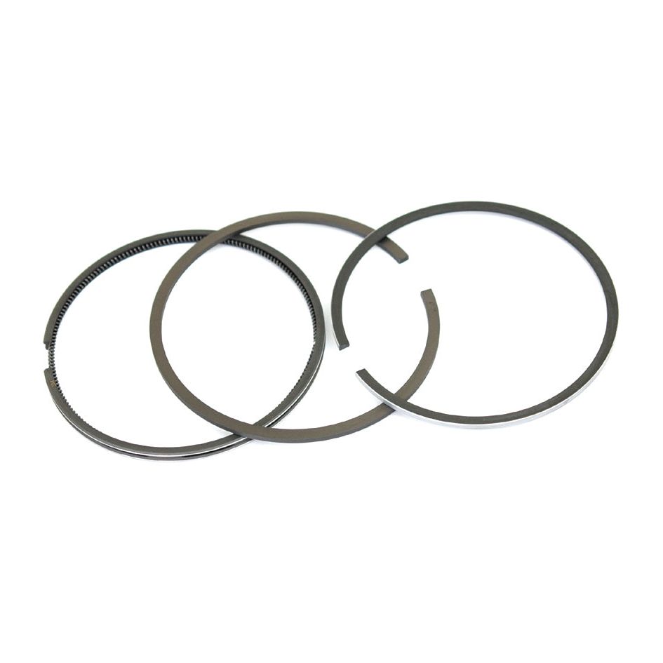 On a white background, three black piston rings of varying widths, including a chrome plated bevelled edge ring, are arranged under the name Piston Ring Std. by Sparex (Sparex Part No. S.58895).