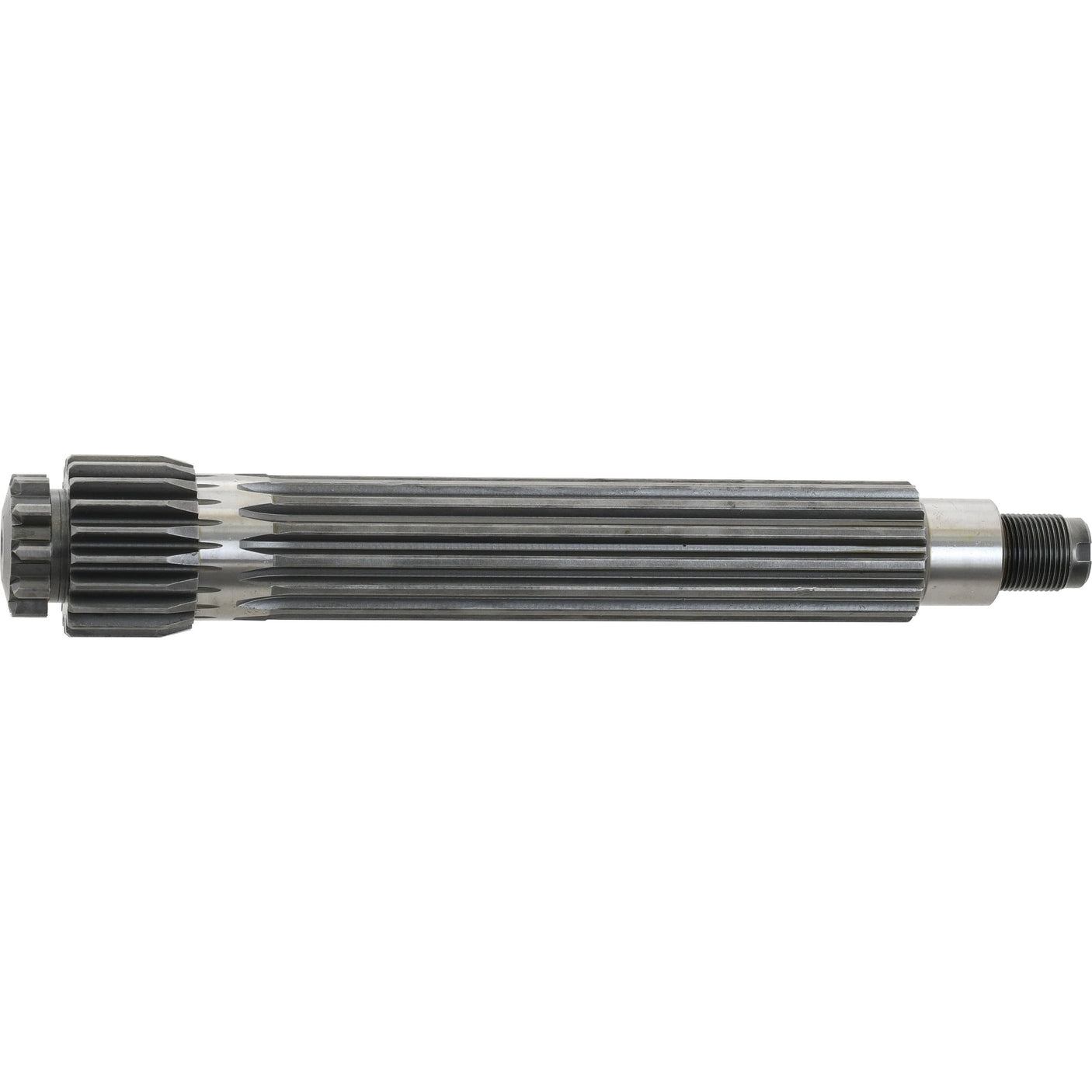 A cylindrical metallic gear shaft, known as the Transmission Countershaft - S.58922 from Sparex, features fluted grooves and threaded ends and is used in machinery or automotive applications.