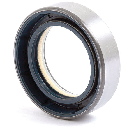 An Outer Seal (Sparex Part No. S.58939) by Sparex, featuring a circular metal and rubber design with a central opening, viewed at an angle against a plain white background.