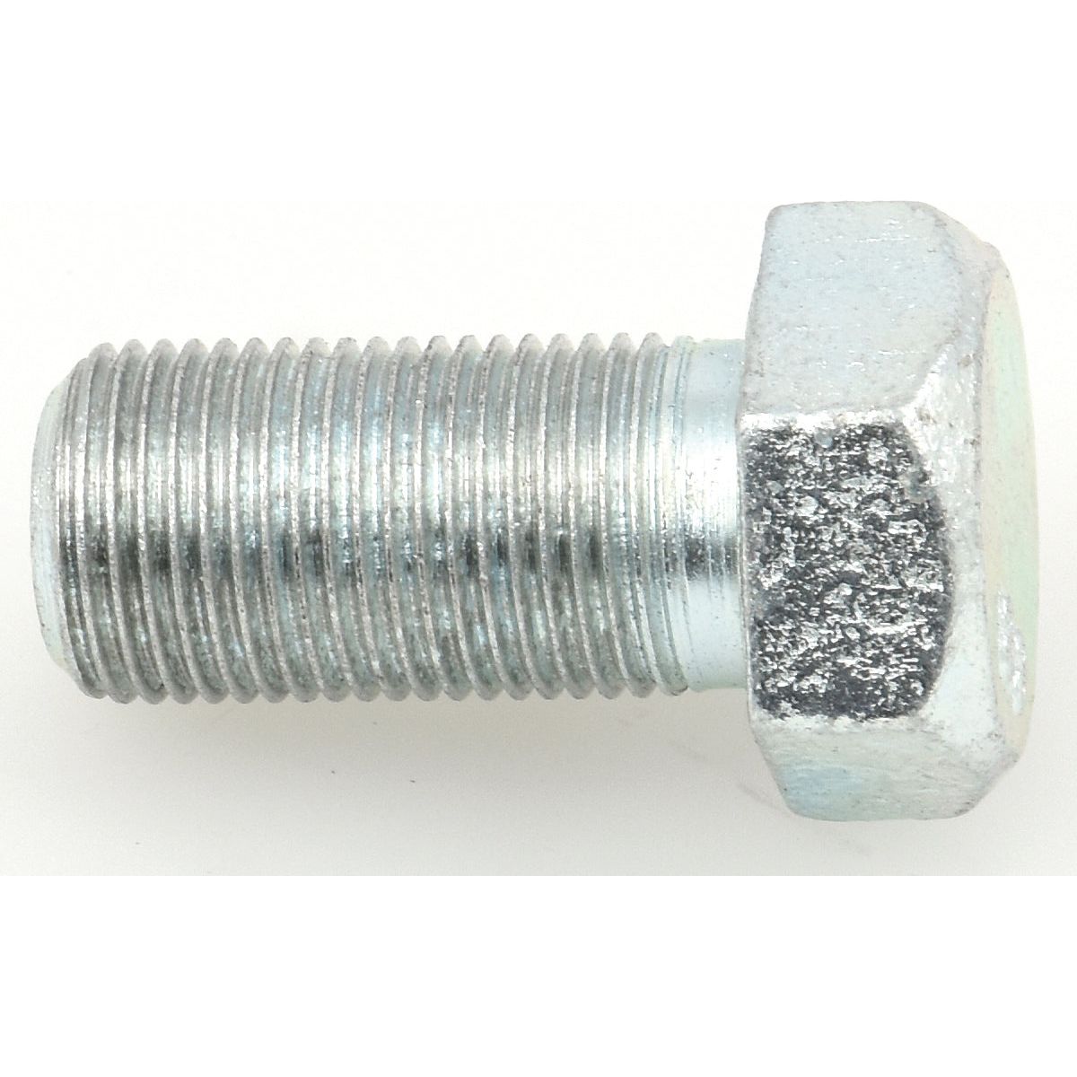 A close-up image of a Sparex Plain Wheel Bolt M18 x 1.5 x 35mm (Sparex Part No. S.58979), with a threaded shaft, displays its hexagonal head and fully threaded body on a white background.