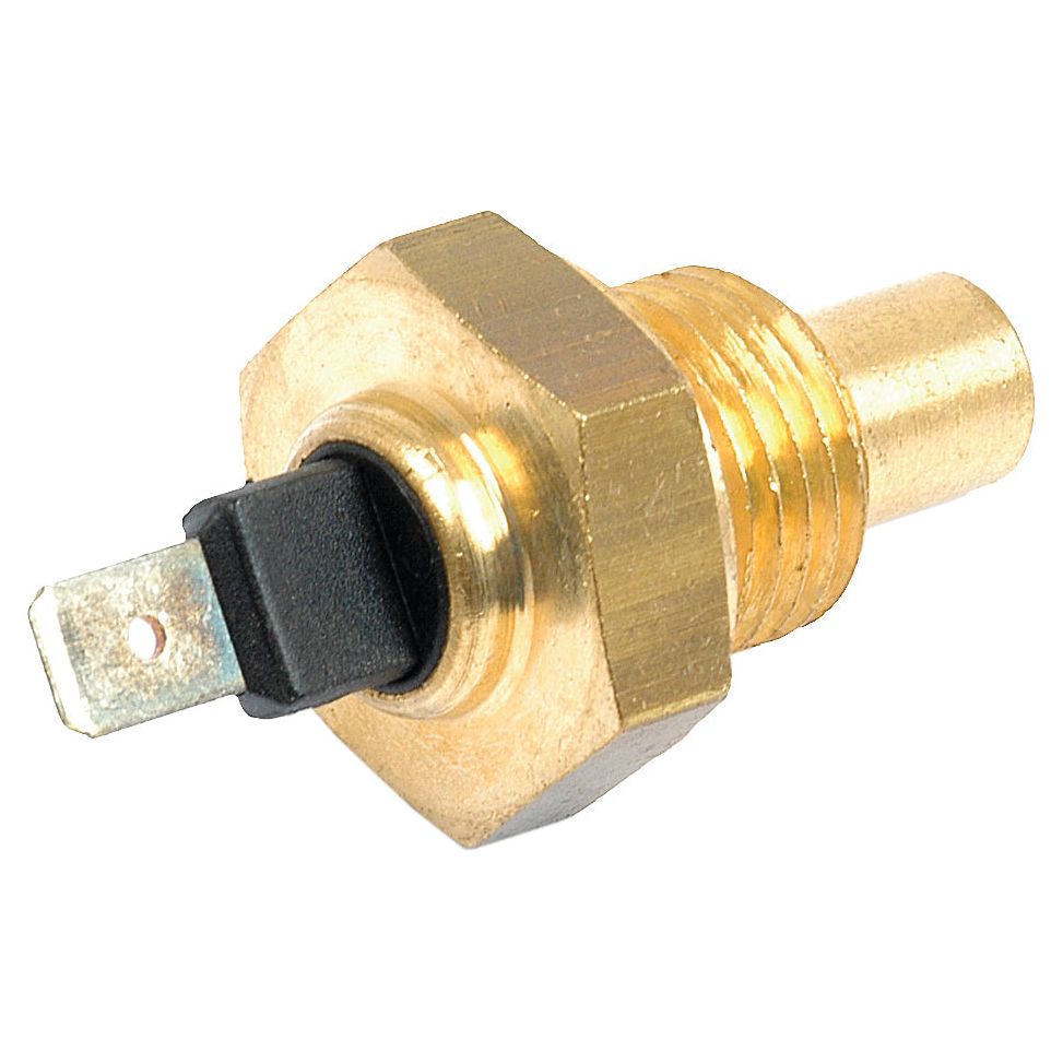 The Sparex Water Temperature Sender Switch (Sparex Part No. S.58985) is a brass-threaded sensor featuring a black plastic tip and a metal connector, specifically designed for compatibility with M16 x 1.5mm fittings.