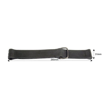 A Sparex Bonnet Strap (Part No. S.59005) in black with a metal buckle, measuring 260mm in length and 31mm in width.