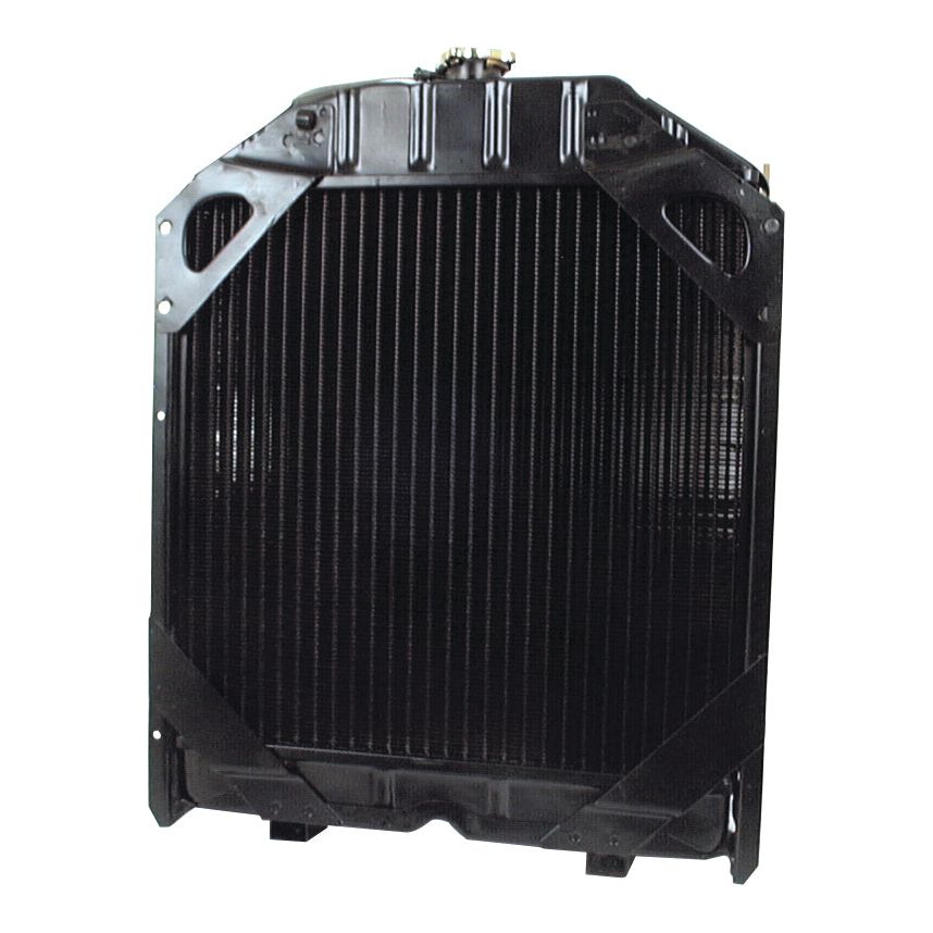 A Sparex S.59013 radiator with 4 rows of metal fins and mounting brackets in black.