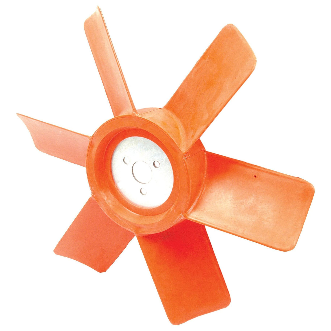 A Sparex Fan Blade (Sparex Part No. S.59014) featuring six orange plastic blades and a central metallic hub, compatible with Fiat vehicles, displayed against a white background.