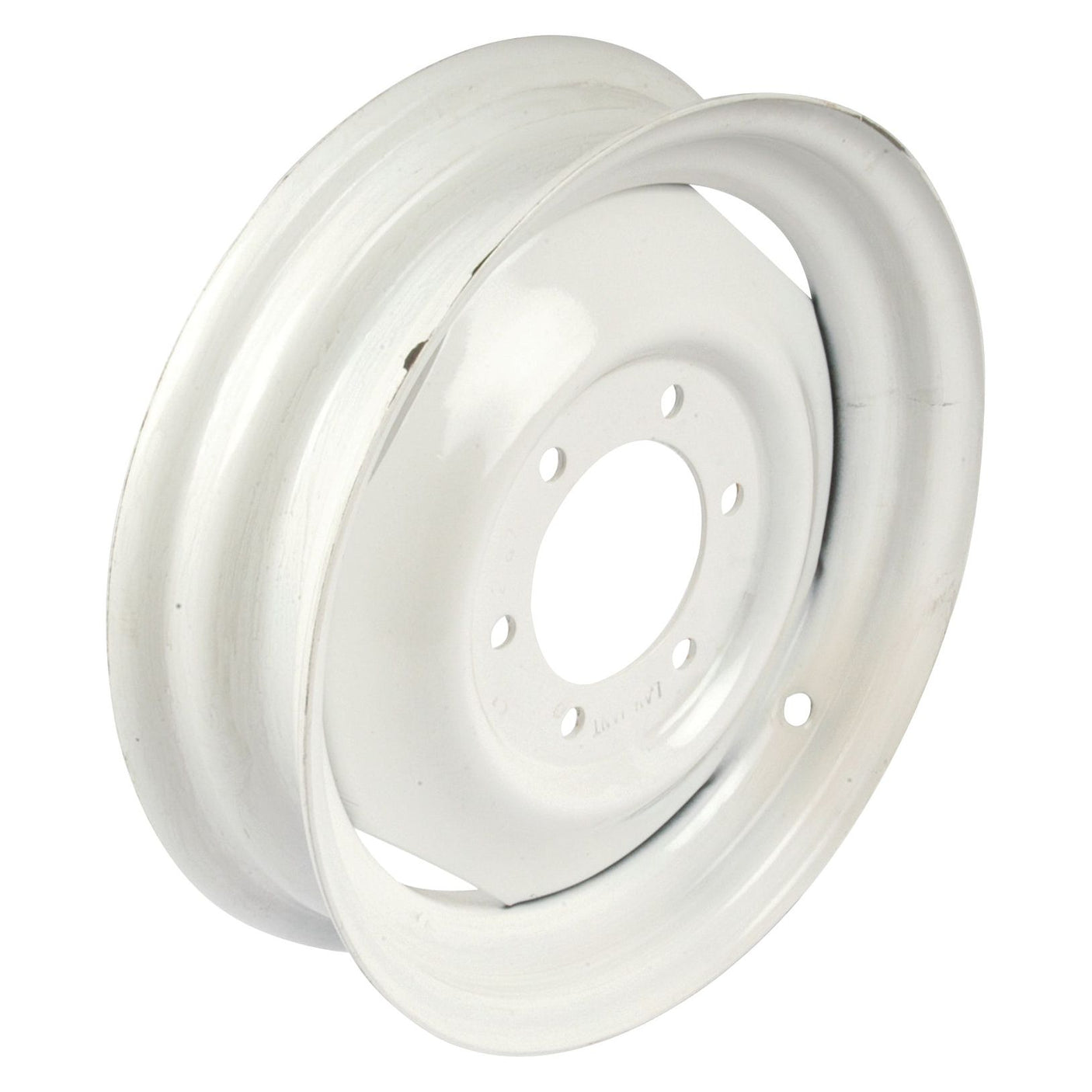 The Sparex Wheel Rim (S.59043) is a white, circular metal rim measuring 4 x 16 inches, featuring five small holes surrounding a larger central bore diameter.