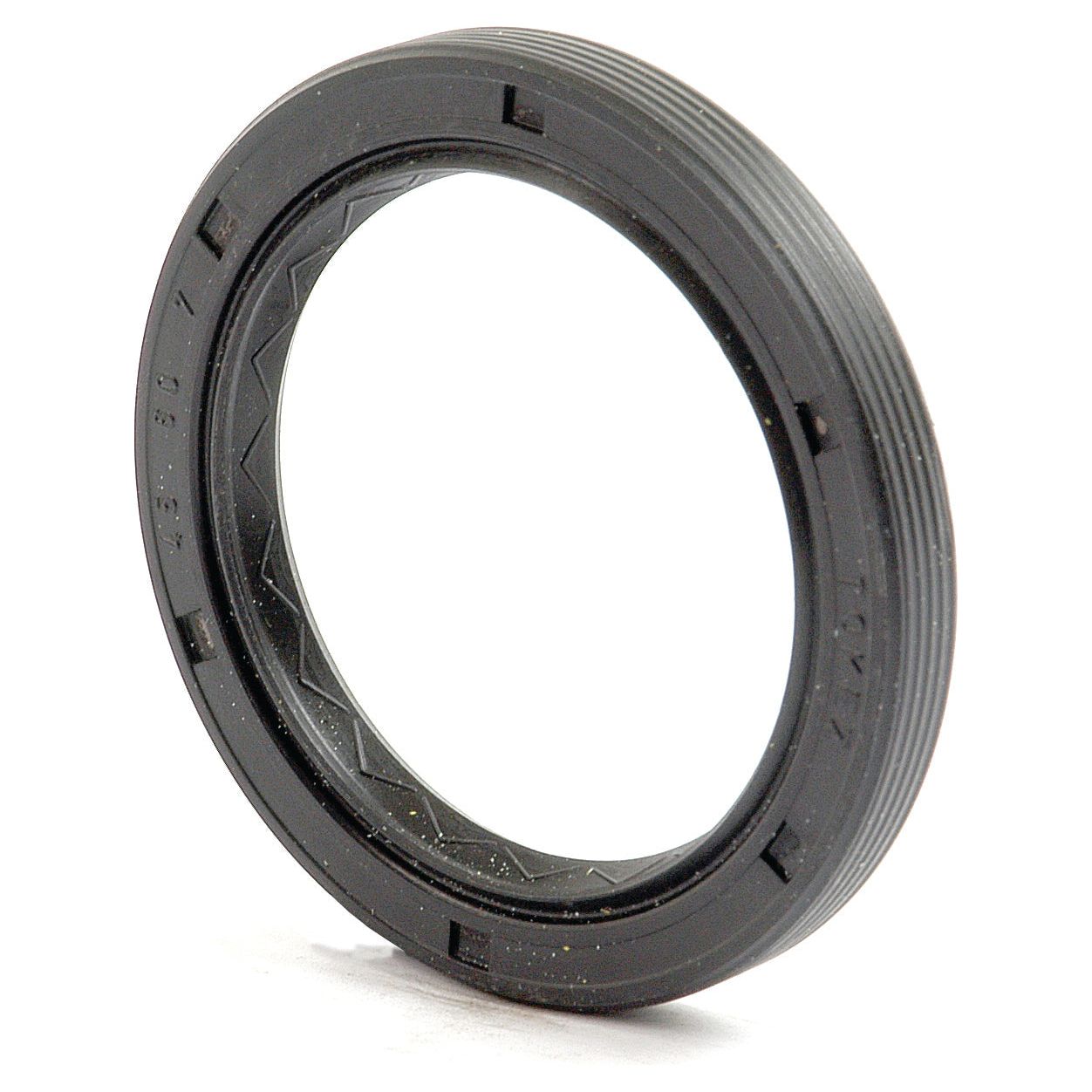 Close-up image of a black, round oil seal with visible ridges and a patterned inner surface. This Metric Rotary Shaft Seal, sized 45 x 60 x 7mm (Sparex Part No.S.59089), is used in machinery to prevent fluid leakage and is suitable for Case IH applications.