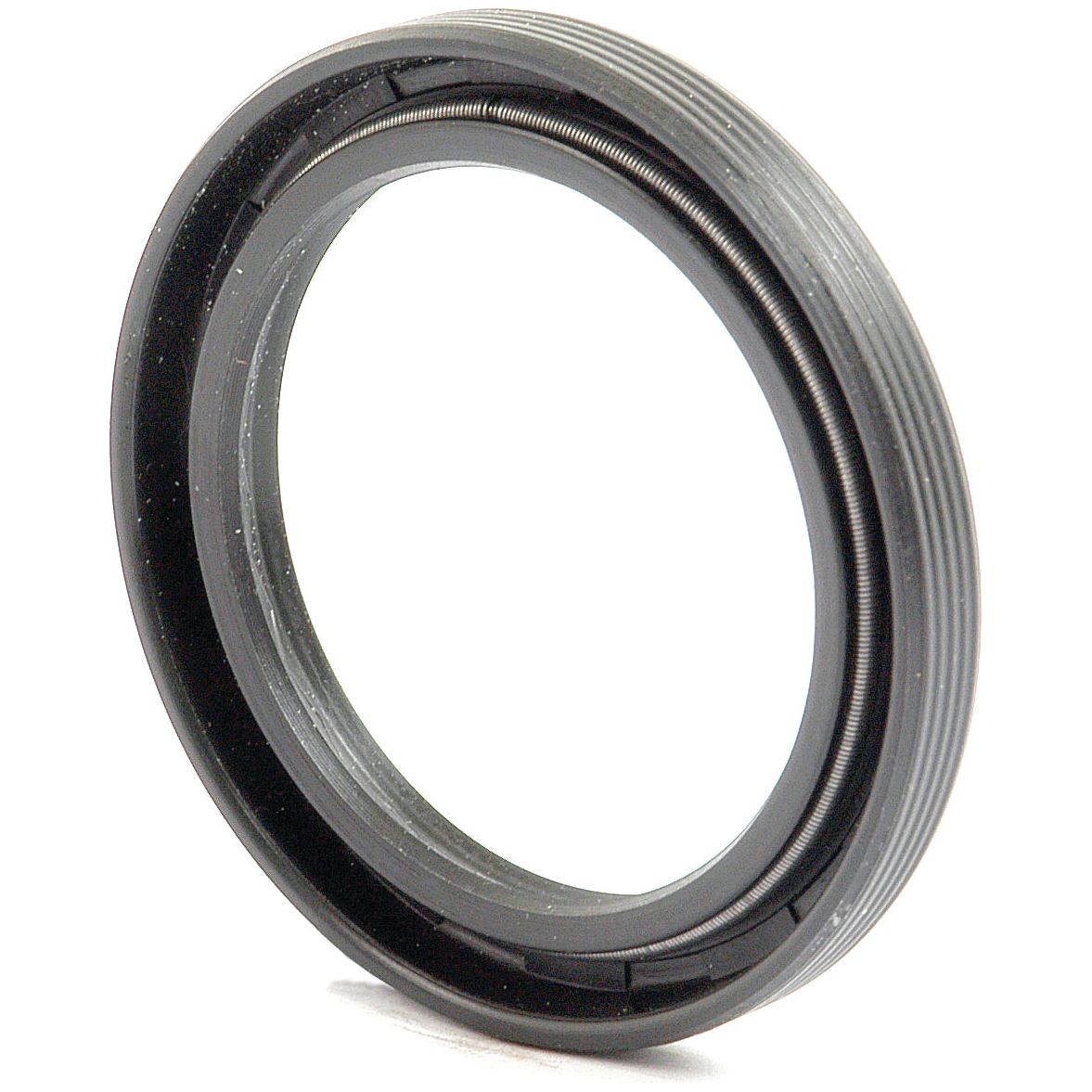 Close-up of a black, circular metal adapter ring with threaded edges, identified as a Metric Rotary Shaft Seal, 45 x 60 x 7mm (Sparex Part No.S.59089) from Sparex. This seal is compatible with various machinery parts and is suitable for Case IH applications.