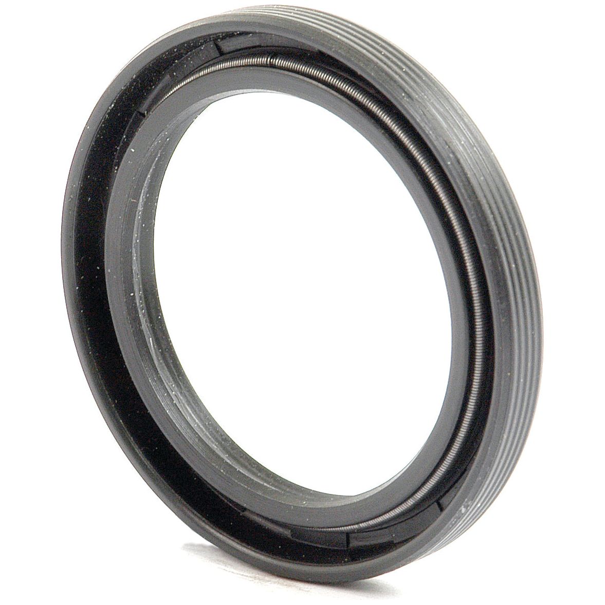 Close-up of a black, circular metal adapter ring with threaded edges, identified as a Metric Rotary Shaft Seal, 45 x 60 x 7mm (Sparex Part No.S.59089) from Sparex. This seal is compatible with various machinery parts and is suitable for Case IH applications.