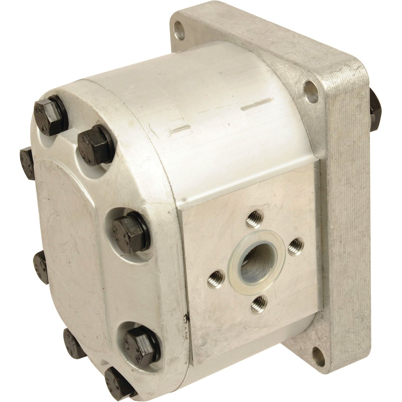 A metallic hydraulic gear pump with a square mounting flange and multiple bolts, identified as the Sparex Single Hydraulic Pump - S.59117, is shown against a white background.