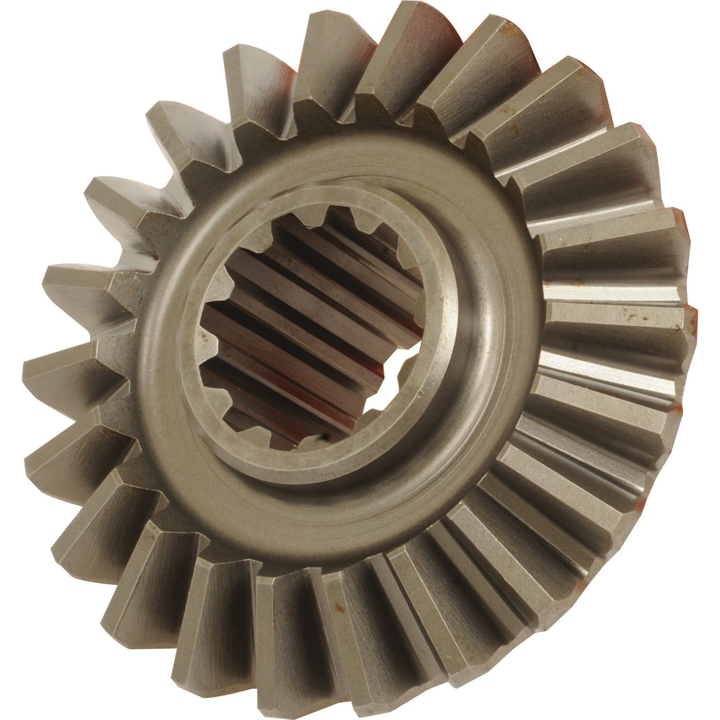 A close-up image of a metallic bevel gear with meshing teeth used to transmit motion between perpendicular shafts, resembling the Transmission Gear (Sparex Part No. S.59135) from the Sparex brand, similar to those found in Allis Chalmers machinery.