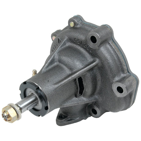 The Sparex Water Pump Assembly (Sparex Part No. S.59155) is a metal mechanical part featuring a cylindrical extension and bolt, commonly used in automotive applications such as the Fiat 615.