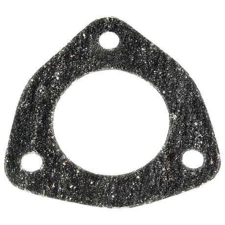 The Sparex Thermostat Gasket (Part No. S.59158) is a triangular black gasket featuring a circular center opening and three bolt holes, designed to be compatible with Allis Chalmers machinery.