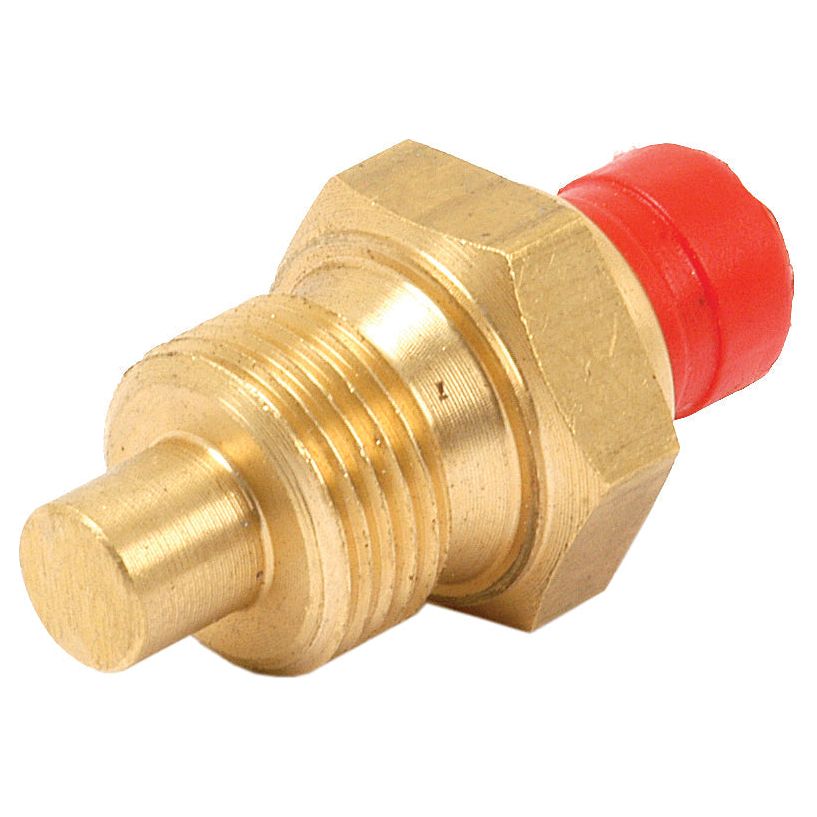 The Sparex Water Temperature Sender Switch, part number S.59189, is a brass threaded sensor with a red cap at one end. It features an M18 x 1.5mm thread size and is typically used in automotive or industrial applications.