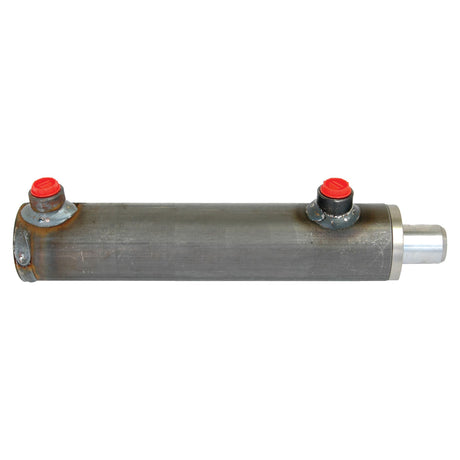 A Sparex Hydraulic Double Acting Cylinder Without Ends, measuring 30 x 50 x 250mm (Sparex Part No. S.59218), featuring a cylindrical body, two red-capped fittings, and an extending rod.