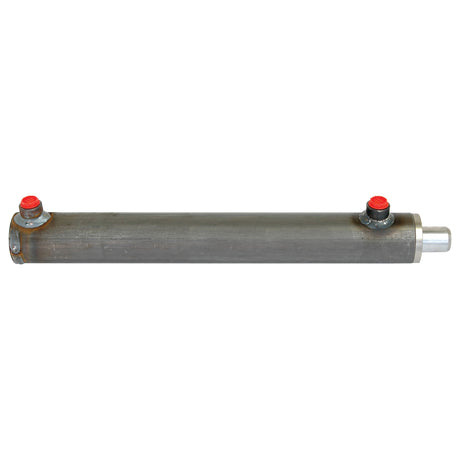 A Hydraulic Double Acting Cylinder Without Ends (30 x 50 x 500mm) by Sparex, Part No. S.59223, featuring a metal construction with red end caps and a silver rod protruding from one end.