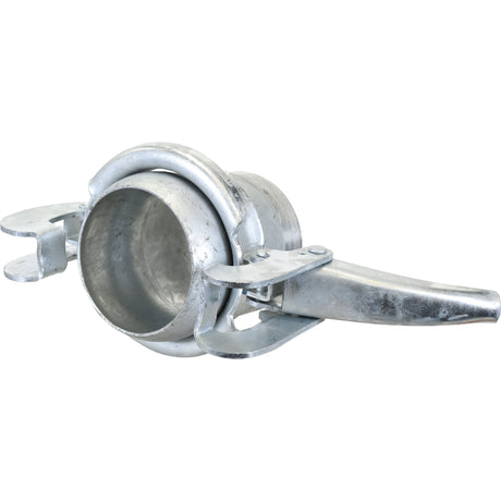 A Sparex galvanized coupling with a threaded end - Male 6'' (159mm) x 6'' BSPT, featuring a clamp ring mechanism on the left side and a protruding spout on the right.