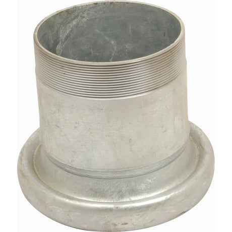 The Sparex Coupling with Threaded End - Female 4'' (108mm) x 4'' (Galvanised) - S.59432, with its threaded end and flared base, is reminiscent of the robust design of a Bauer fitting, making it an ideal choice for connecting sections of piping.