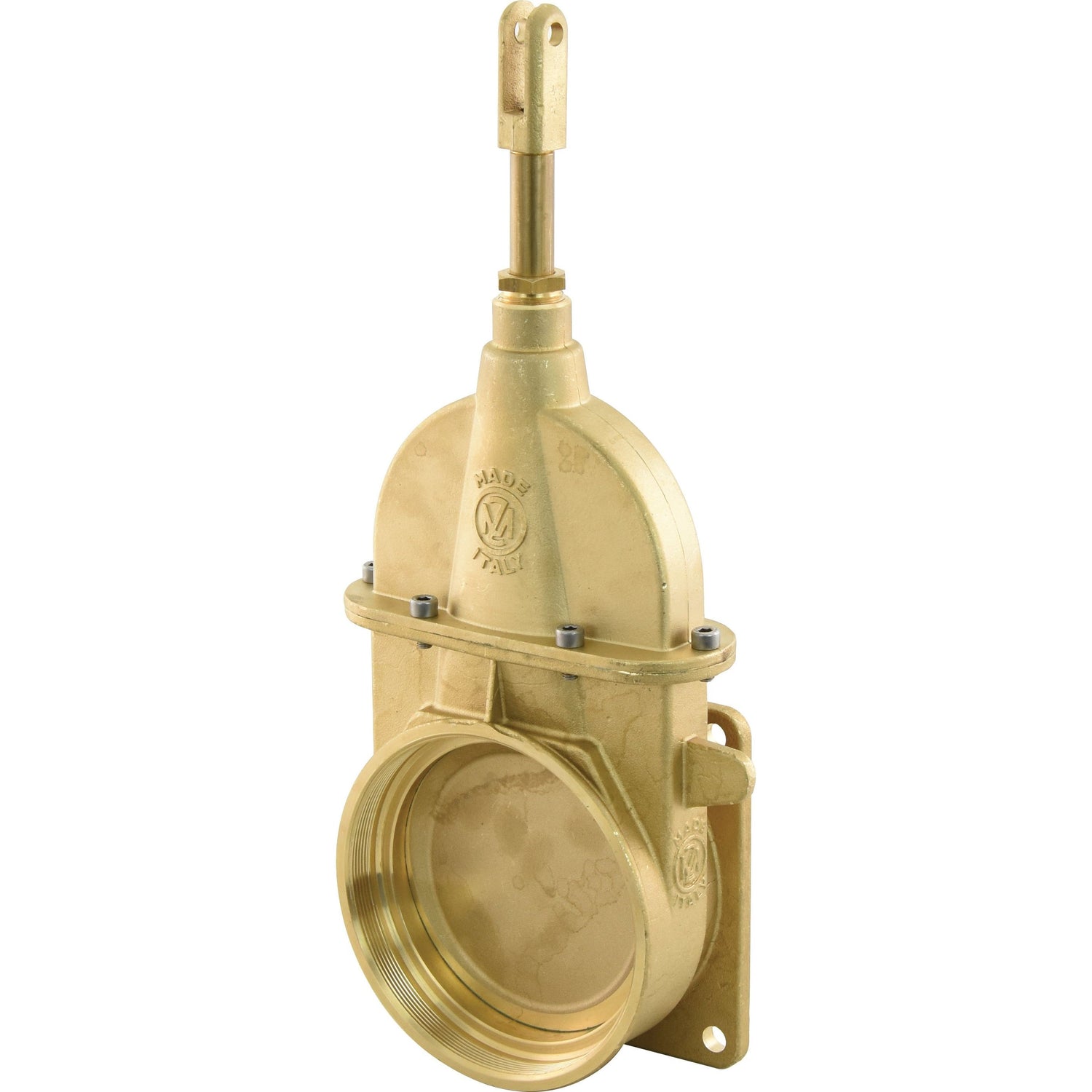 The Gate valve - Flanged/Threaded 6'' - S.59476 by Sparex, featuring a circular handle and a threaded connector, operates efficiently within a specified temperature range.