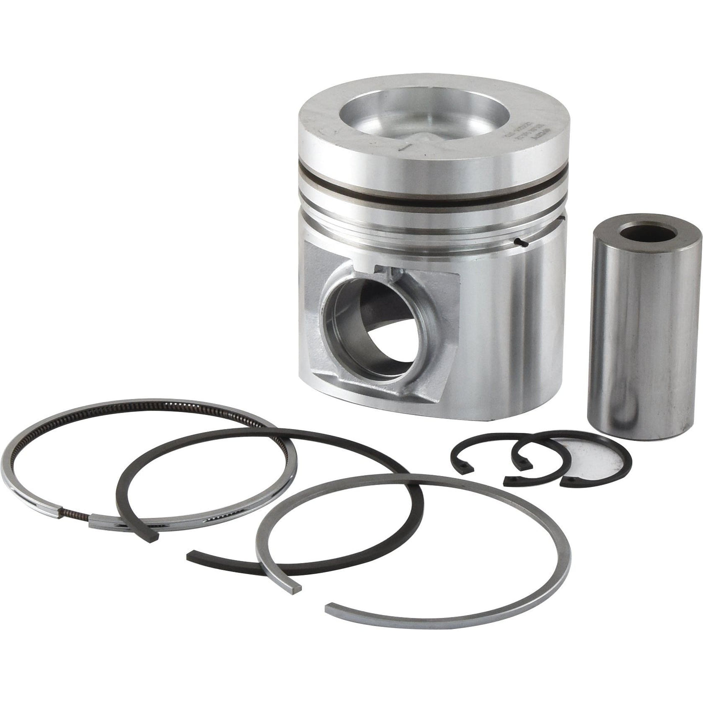 The Sparex Piston & Ring Set (Sparex Part No. S.59550), including a piston, piston rings, a wrist pin, and circlips with a specified compression height, is displayed on a white background.