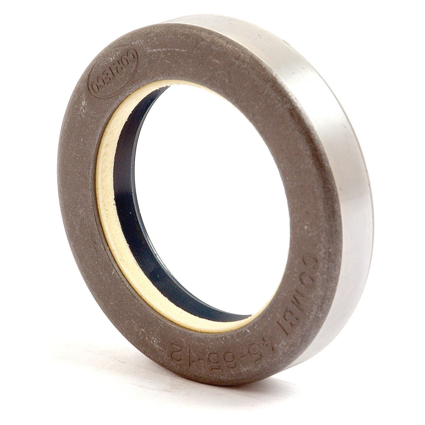 A close-up of the Sparex Seal - 4WD, Sparex Part No. S.59588, a circular metal sealing ring with inner and outer edges, commonly used in machinery or automotive applications, such as on Carraro 707 axle components.