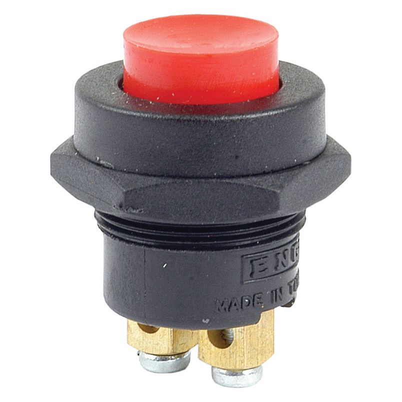 A close-up image of a Sparex Starter Horn Switch (Part No. S.5958) featuring black and red design with metal connectors at the bottom, ideal for David Brown tractor parts.