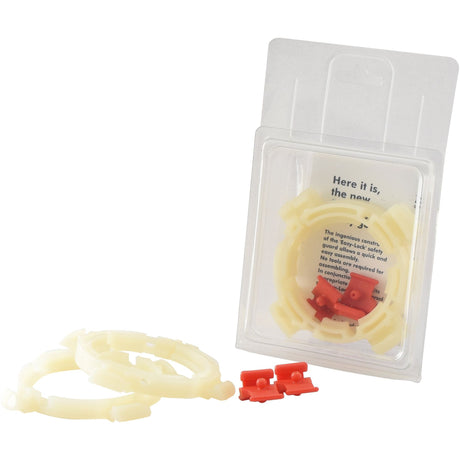 Packaged plastic rings and red clips are placed next to the Easylock Bearings 60/68mm Larg by Sparex (Sparex Part No. S.59638), which includes a clear plastic case and a card with partially visible text from the Italian Series.