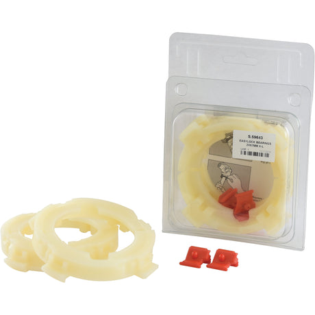 A set of EASYLOCK BEARINGS 2X67MM X-L, including two white rings and four red clips, from the Sparex brand (Part No. S.59643), with additional parts packaged in a clear plastic blister pack.