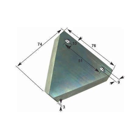 Knife section - Smooth -  74x76x3mm -  Hole⌀mm -  Hole centres  mm - Replacement forTeagle
 - S.59720 - Farming Parts