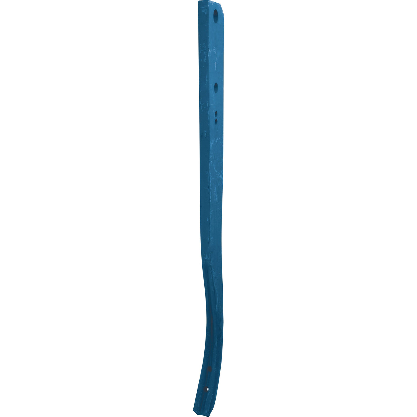 Vertical blue, slightly curved metal beam with drilled holes and hole centers at 221mm, perfect for Sparex or Lemken TERRADISC applications. This product is known as the Cultivator Leg 875x70x22mm, fitting reference 4653680 and Sparex Part No.S.59721.