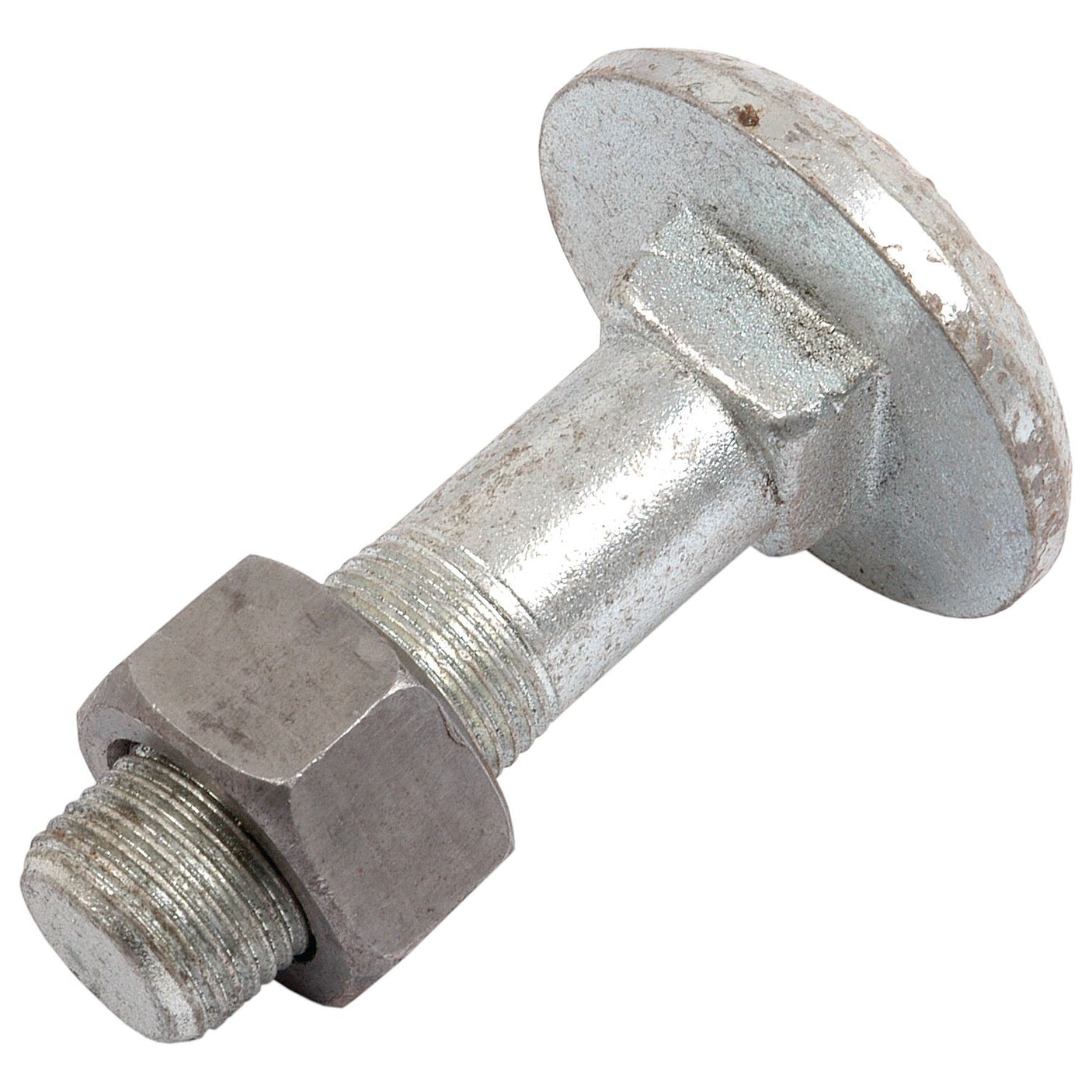 Close-up of the Sparex Cup Head Bolt & Nut x Grade To fit as: 900916 | Sparex Part No.S.59759, featuring a round head and threaded shaft, isolated on a white background. The bolt includes a UNC thread for secure fastening.