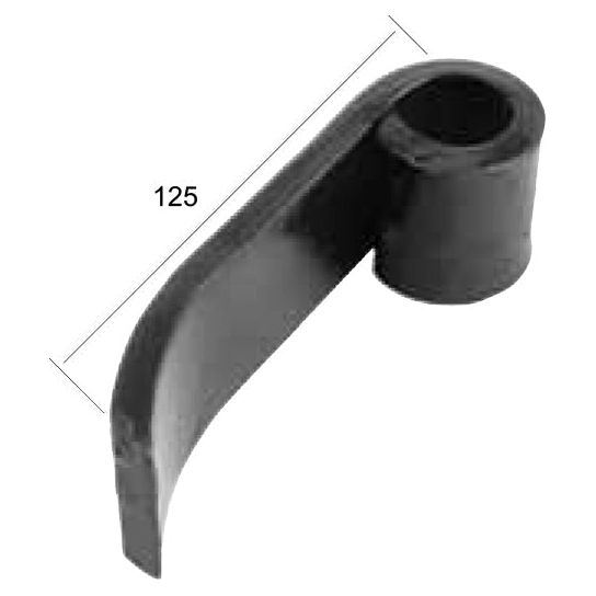 Sparex's Blower Flail, measuring 125mm in length and featuring a 20mm cylindrical hole at the top, is a black metal tool with a curved end, ideal as a replacement for Bomford equipment (part numbers 0618901 - S.59769).