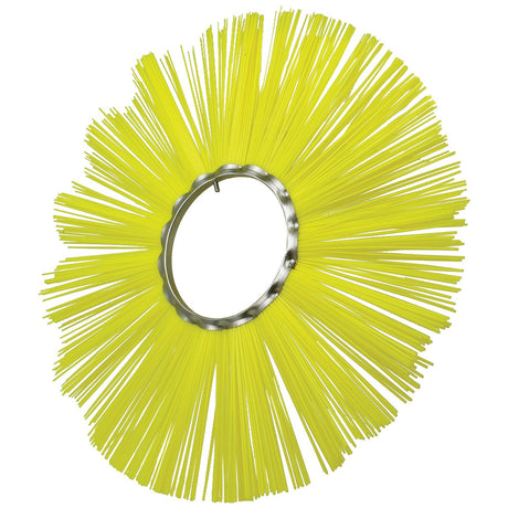 The Sparex Brush Section - 610mm x 178mm Flat, featuring yellow poly bristles radiating outward from a metal center, offers a flat type design and is compatible with S0080 (Sparex Part No. S.59777).