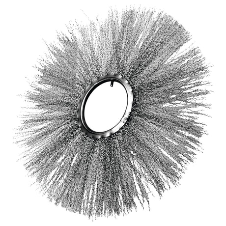 A flat, wire brush section measuring 610mm x 178mm with bristles extending radially outward from a central hole, perfect for fitting McConnel machinery or Sparex components. This brush, known as Sparex Part No. S.59778 (S0081), is available under the Sparex brand.