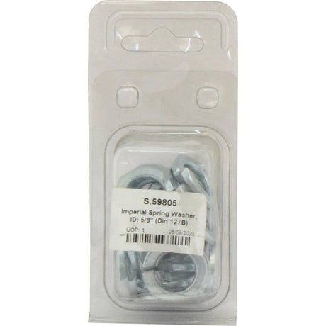 A clear plastic package containing several Sparex Imperial Spring Washers, ID: 5/8" (DIN 127B), with identification code S.59805 displayed on the label.