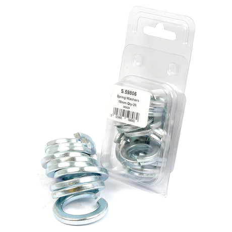 A package of 24mm (DIN 127A) Metric Spring Washers with 10 pieces, sold under the Sparex brand (Sparex Part No. S.59809), has some zinc-plated washers out of the package and stacked in front.